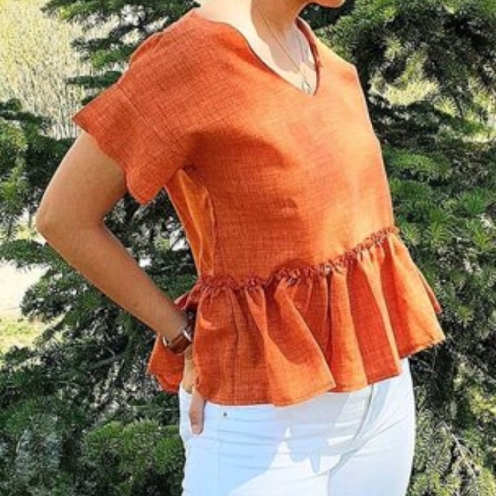 V Neck Frill Trim Blouse - Picture 7 of 7